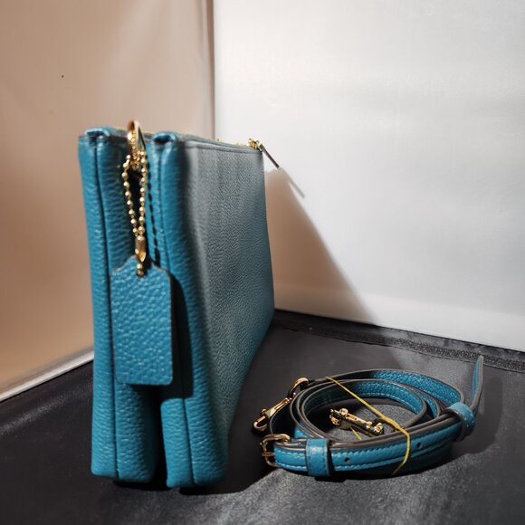 Coach pebble leather Teal Lyla crossbody w/gold toned hardware F38273 - Picture 4 of 11